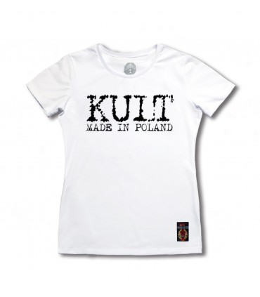 Damska Koszulka Kult - Made in Poland Biała [czarny napis]