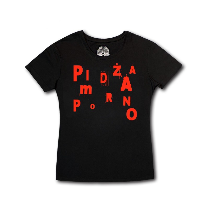 Damska Koszulka Pidżama Porno - Pidżamówka 35 Prosta czarna