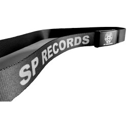Czarny Pasek parciany SP RECORDS z szarym napisem