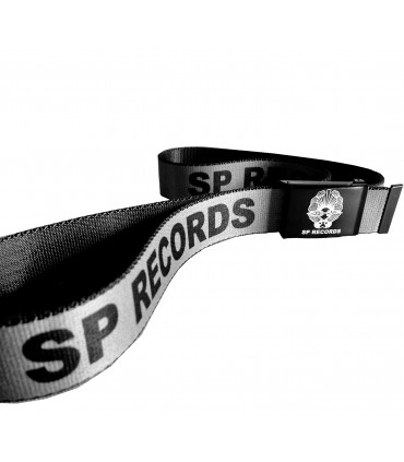 Szary Pasek parciany SP RECORDS z czarnym napisem