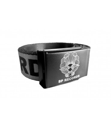 Szary Pasek parciany SP RECORDS z czarnym napisem
