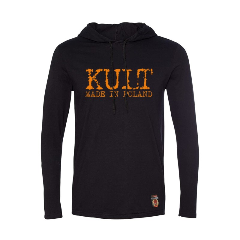 Longsleeve z kapturem KULT - MADE IN POLAND czarny