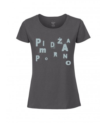 Damska Koszulka Pidżama Porno - Pidżamówka 35 Prosta grafitowa